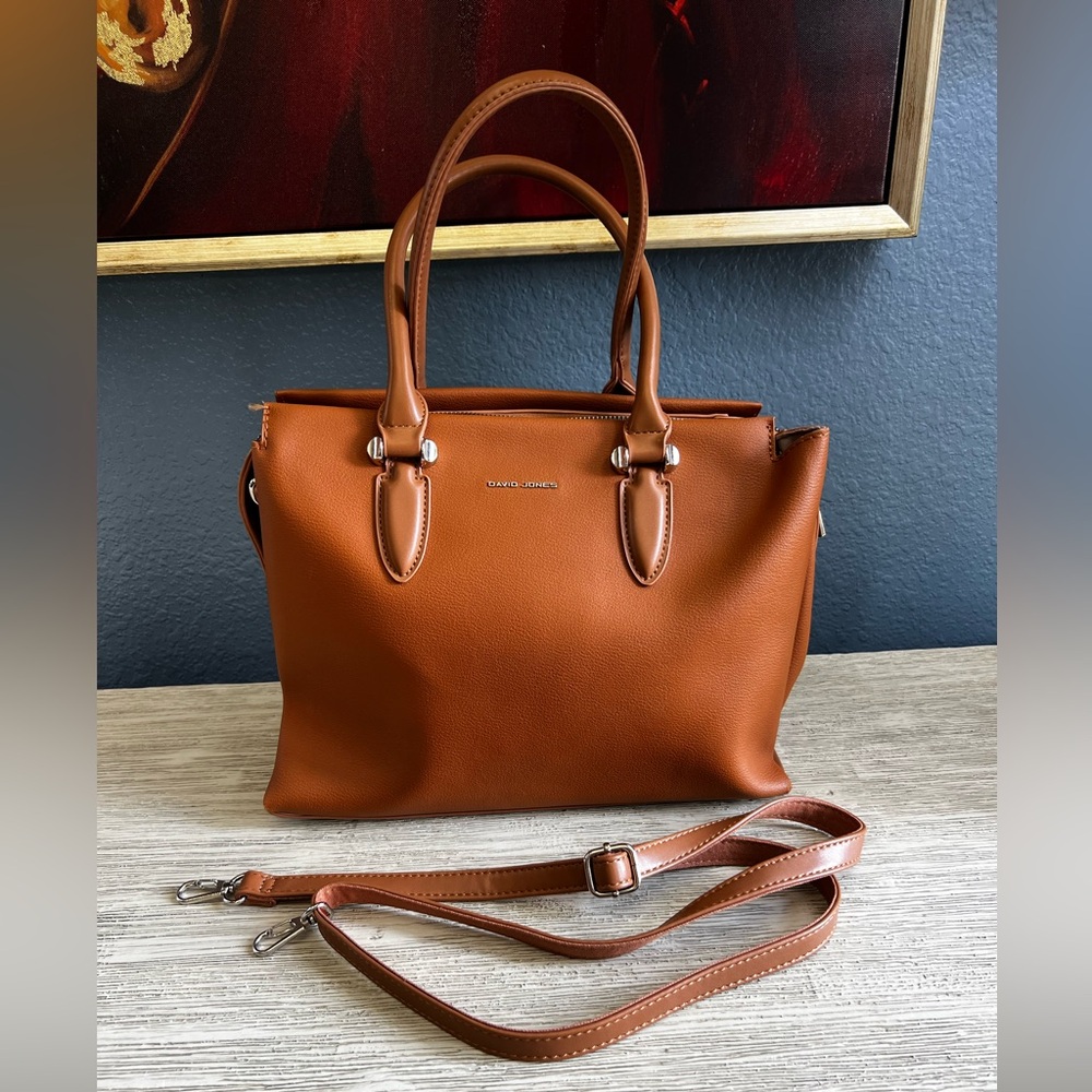 David Jones Tan Leather Satchel